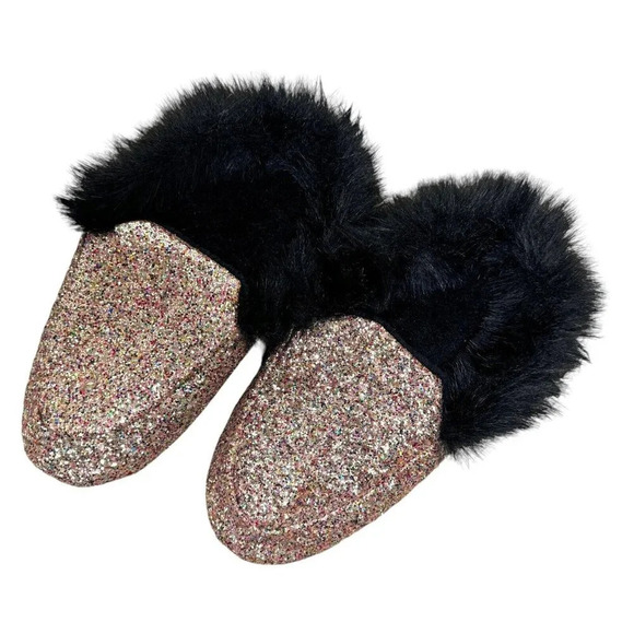 Victoria's Secret Shoes - Victoria's Secret Pink Glitter Slippers MEDIUM Size 7-8